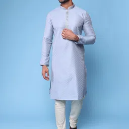 AURIK Men Regular Pure Silk Kurta with Pyjamas-picture-26