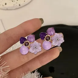 Celestique Korean Artificial Stones Studded Floral Shaped Studs-43
