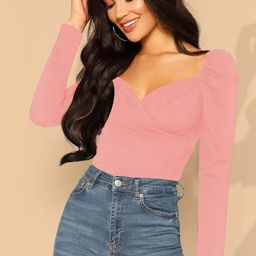 Dream Beauty Fashion Sweetheart Neck Puff Sleeve Top-picture-42