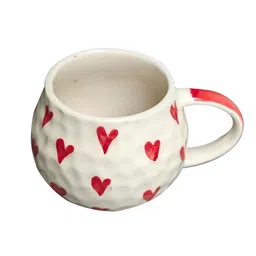 Clay Karma Red & White Heart Printed Ceramic Glossy Cup-image-16