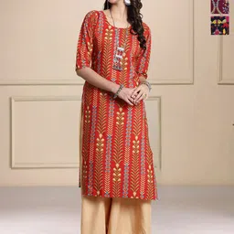 HERE&NOW Selection Of 2 Floral Printed Round Neck Straight Kurta-70