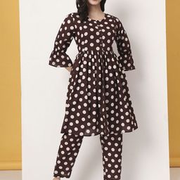Yufta Women Ethnic Motifs Printed Pleated Pure Cotton Kurta with Trousers-image-48