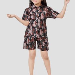 BAESD Girls Printed Pure Cotton Shirt With Shorts Clothing Set-image-76