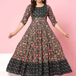 Da Vastraagaar Floral Printed Round Neck Anarkali Kurta-picture-18