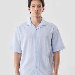 Snitch Men Boxy Fit Solid Cuban Collar Casual Shirt-picture-5