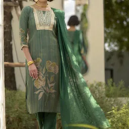 YOELLA Women Green Kurta Sets-image-20