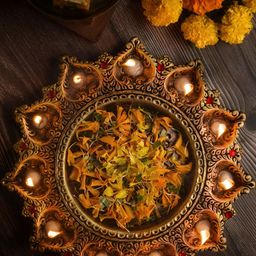 The handicraftian Bronze-Coloured & Yellow Textured Decorative Bowl-image-13