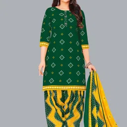 Simmu Women Geometric Printed Cotton Straight Kurta with Patiala & Dupatta-18