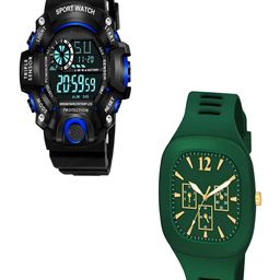 Hala Men Pack of 2 Solid Rectangular Tang Regular Analogue and Digital Watches-4