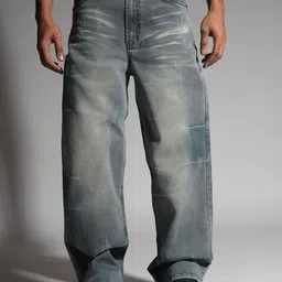 HOP HEAD Men Mid-Rise Light Fade Baggy Jeans-image-28