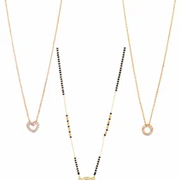 Boghra Sales Set Of 3 Gold-Plated Brass American Diamond Chain-image-99