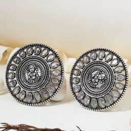 Sangria Silver-Plated Artificial Stones Studded Circular Temple Studs-72