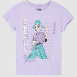 max Girls Printed Extended Sleeves T-shirt-image-98