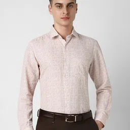 Van Heusen Men Spread Collar Floral Printed Cotton Linen Formal Shirt-image-35