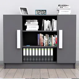 HEXA RED Grey & White Wooden Book Shelf-image-75