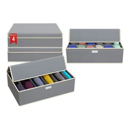 Aura Grey & White 4 Pieces Foldable Socks Organisers-22
