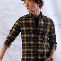 The Indian Garage Co Men Slim Fit Tartan Checks Opaque Checked Casual Shirt-picture-42