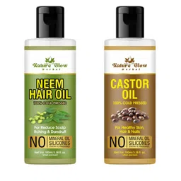 Nature Glow Herbal Set Of 2 Cold Pressed Castor & Neem Hair Oil - 100 ml Each-16