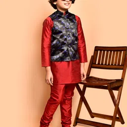 PRINTCULTR Boys Ethnic Motifs Printed Regular Kurta with Pyjamas image 3
