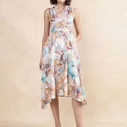 RAREISM Floral Print A-Line Midi Dress-image-19