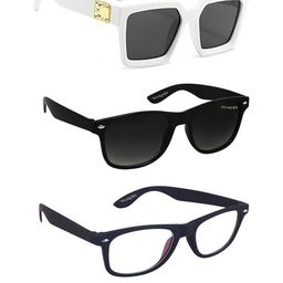 Arzonai Unisex Pack of 3 Clear Lens & Black Sunglasses with UV Protected Lens-picture-17
