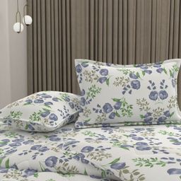 Pure Decor White & Grey Floral Printed 4 Piece Double King Superfine Bedding Set-image-57