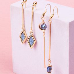 SALTY Women Combo Of 2 Earrings - Long Rhomby & C Shape - Pendant, Chain Jewellery Set-52