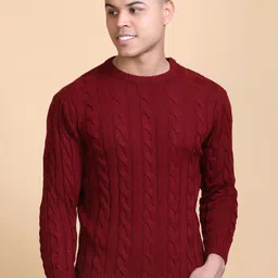 Dzant Men Cable Knit Cardigan with Embellished Detail-image-31