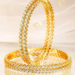 Rubans Set Of 4 22K Gold-Plated CZ-Studed Handcrafted Bangles-3
