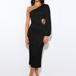 HERE&NOW Women Solid Off-Shoulder Sheath Midi Dress-picture-45