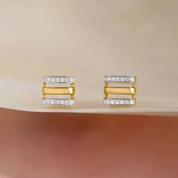 Mia by Tanishq Women 14KT Sleek Dual-Bar Gold & Diamond Stud Earrings - 2.0 gm-55