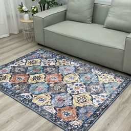 OBSESSIONS Grey Ethnic Motifs Printed Anti-Skid Shaggy Carpet-image-62