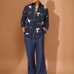 VIVEK KARUNAKARAN Men Open Front Jacket with Patchwork image 1