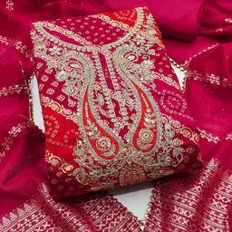 BlissFlair Bandhani Printed Sequinned Unstitched Dress Material-image-89
