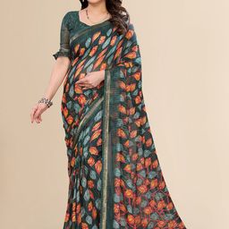 Moda Rapido Green Poly Georgette Embellished Sarees-picture-2