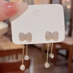 DressBerry Gold-plated Contemporary Shaped Artificial Stones Drop Earrings-62