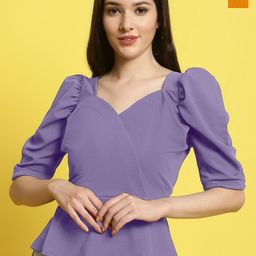 Metronaut Women Pack Of 2 Sweetheart Neck Crop Peplum Top-image-11