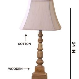 Aura Off White Wood Traditional Frusturical Shaped Table Lamp-image-74