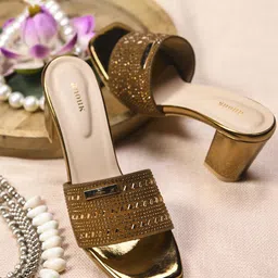 Anouk Women Western Embellished Party Block Heels Sandals-2