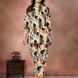 all about you Printed Shirt Collar Shirt with Trousers Co-Ords-image-57