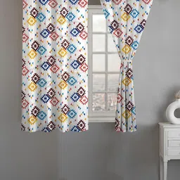 ANA White & Blue 2 Pieces Floral Room Darkening Window Curtain-50