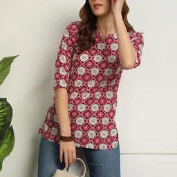 Moda Rapido Floral Printed V-Neck Kurti-image-78