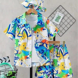JAHA STORE Boys Abstract Printed Spread Collar Cotton Casual Shirt-picture-56