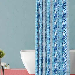 ArtzFolio Blue and White Abstract Printed Waterproof Shower Curtain-image-32