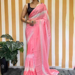 HERE&NOW Striped Poly Georgette Saree-image-14