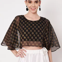 studio rasa Printed Round Neck Saree Blouse-picture-16