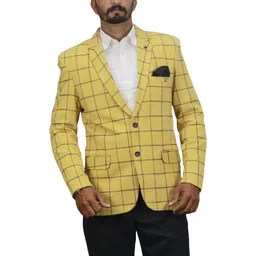 GARGIAN Master Cut Men Brown Checked Tailored Fit Single-Breasted Blazer-picture-41