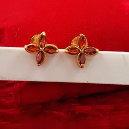Anujeet Fashion Hub Gold-Plated Floral Shaped Artificial Stones Studs Earrings-17