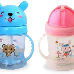Bear Soft Straw Feeding Sipper With Twin Handle Sippy Cup for 300ML (Pack of 2)-image-46