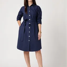 Strong And Brave Women Shirt Collar Cotton Shirt Dress-picture-9
